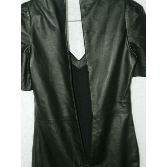 Ash‎ Studio Paris Dress Black Leather Pleated Sz 34 - Picture 5 of 8